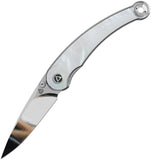 QSP Knife Dolphin Linerlock White Pearl Shell Folding 14C28N Pocket Knife 161C