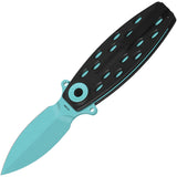 QSP Knife Beetle Linerlock Black G10 Folding Blue 14C28N Spear Pt Pocket Knife 162E