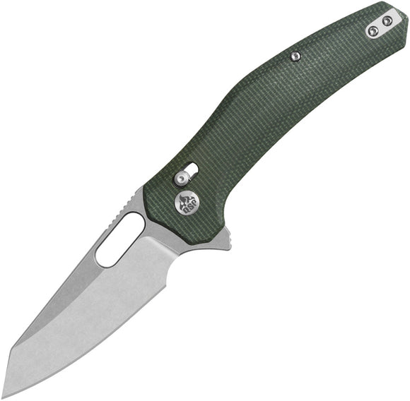 QSP Knife Emu Glyde Lock Green Micarta Folding 14C28N Pocket Knife 164B1