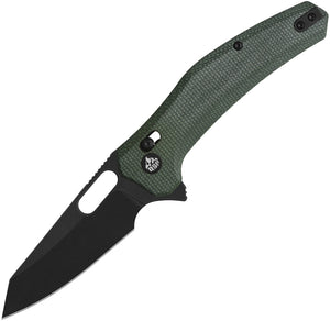 QSP Knife Emu Glyde Lock Green Micarta Folding Black 14C28N Pocket Knife 164B2