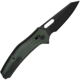 QSP Knife Emu Glyde Lock Green Micarta Folding Black 14C28N Pocket Knife 164B2