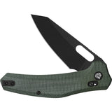 QSP Knife Emu Glyde Lock Green Micarta Folding Black 14C28N Pocket Knife 164B2