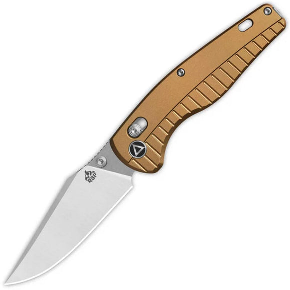 QSP Knife Reptile Glyde Lock Champagne Aluminum Folding 14C28N Pocket Knife 165A1