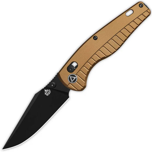 QSP Knife Reptile Glyde Lock Champagne Aluminum Folding Black 14C28N Pocket Knife 165A2