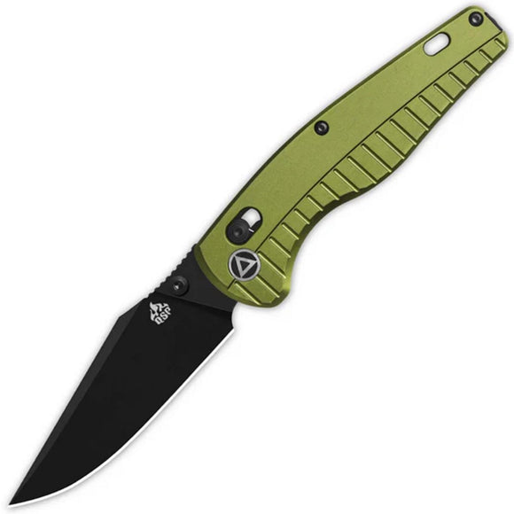 QSP Knife Reptile Glyde Lock OD Green Aluminum Folding Black 14C28N Pocket Knife 165B2