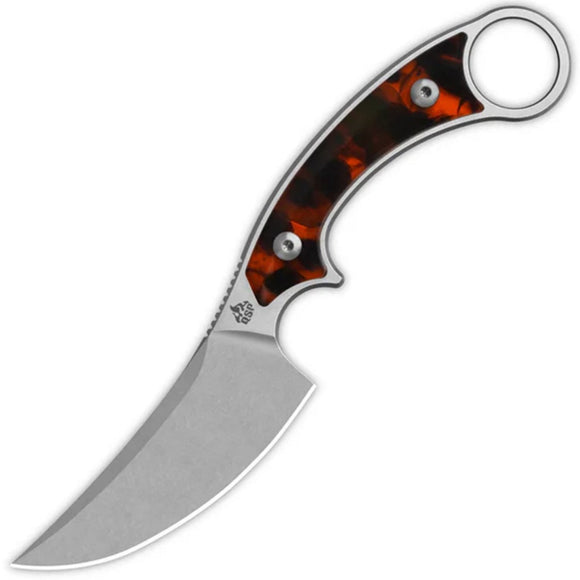 QSP Knife Viper Tortoise Resin 10Cr15MoV Fixed Blade Knife w/ Sheath 166C1