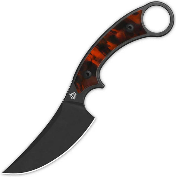 QSP Knife Viper Tortoise Resin Black 10Cr15MoV Fixed Blade Knife w/ Sheath 166C2