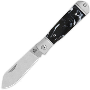 QSP Knife Jumping Jack Slip Joint Black & White Resin Folding 14C28N Pocket Knife 167C