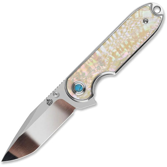 QSP Knife Nebula Linerlock Mother of Pearl Folding 14C28N Pocket Knife 168A