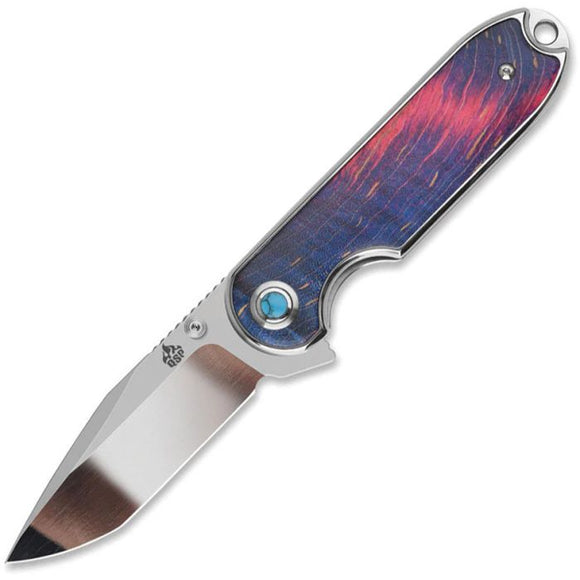 QSP Knife Nebula Linerlock Stabilized Wood Folding 14C28N Pocket Knife 168B
