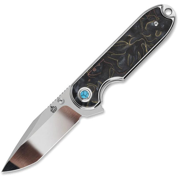QSP Knife Nebula Linerlock Brass Copper Mesh Resin Folding 14C28N Pocket Knife 168E