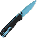 QSP Knife Ferret Linerlock Black G10 Folding Sky Blue Nitro-V Pocket Knife 170A4