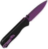 QSP Knife Ferret Linerlock Black G10 Folding Purple Nitro-V Pocket Knife 170A5