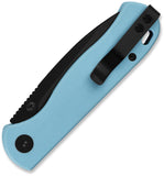 QSP Knife Ferret Linerlock Sky Blue G10 Folding Black Nitro-V Pocket Knife 170B2