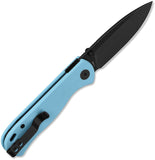 QSP Knife Ferret Linerlock Sky Blue G10 Folding Black Nitro-V Pocket Knife 170B2
