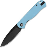 QSP Knife Ferret Linerlock Sky Blue G10 Folding Black Nitro-V Pocket Knife 170B2