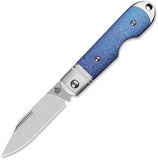 QSP Knife Moray LTE Slip Joint Blue Crystallized Titanium Folding Vanax Pocket Knife 171A