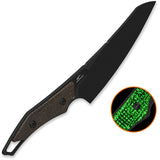 QSP Knife T-Cook Glow In The Dark Micarta Black Nitro-V Fixed Blade Knife w/ Sheath 172C2