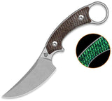 QSP Knife Baby Viper Brown Glow In The Dark Micarta 10Cr15MoV Fixed Blade Knife w/ Sheath 178B1