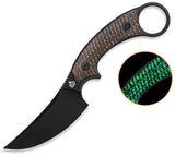 QSP Knife Baby Viper Brown Glow In The Dark Micarta Black 10Cr15MoV Fixed Blade Knife w/ Sheath 178B2