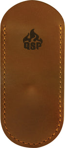 QSP Knife Light Brown Leather Knife Pouch w/  Pocket Clip P002A