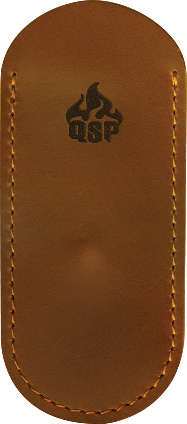 QSP Knife Light Brown Leather Knife Pouch w/  Pocket Clip P002A