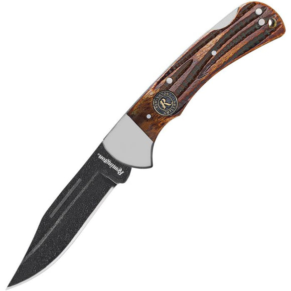 Remington Back Woods Lockback Brown Jigged Folding Pocket Knife 15646