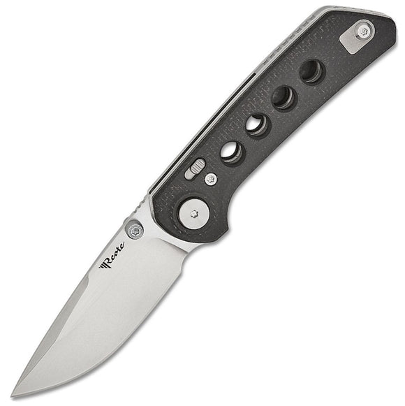 Reate Knives PL-XT Pivot Lock Black Micarta Folding Stonewash Nitro-V Pocket Knife 128