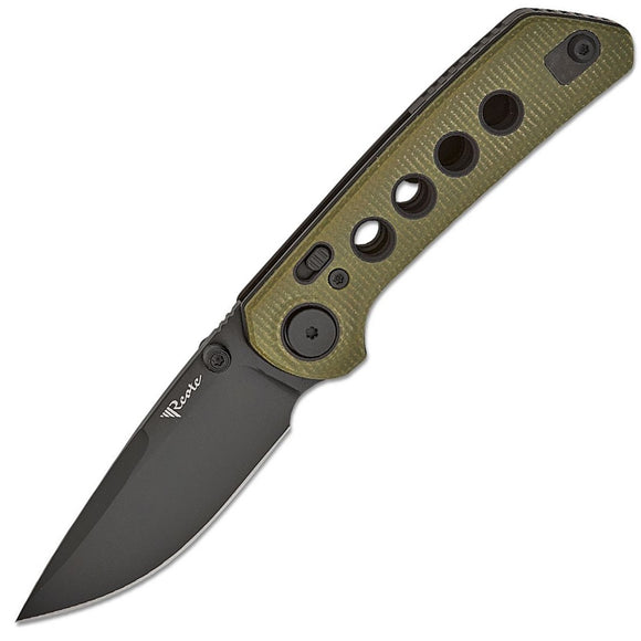 Reate Knives PL-XT Pivot Lock Green Micarta Folding Black PVD Nitro-V Pocket Knife 131