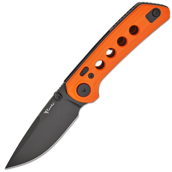 Reate Knives PL-XT Pivot Lock Orange G10 Folding Black PVD Nitro-V Pocket Knife 133