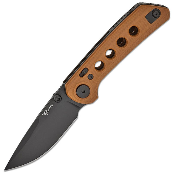 Reate Knives PL-XT Pivot Lock Tan G10 Folding Black PVD Nitro-V Pocket Knife 137