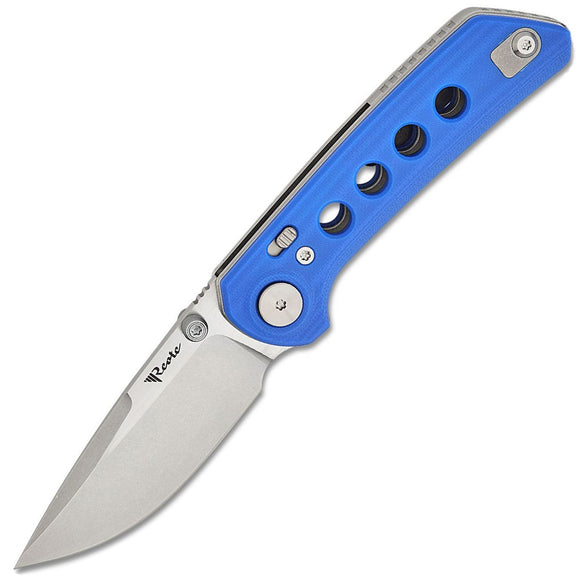 Reate Knives PL-XT Pivot Lock Blue G10 Folding Stonewash Nitro-V Pocket Knife 141