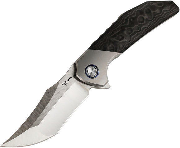 Reate Knives Tiger Linerlock Titanium & Black Camo Carbon Fiber Folding M390 Knife 143