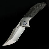 Reate Knives Tiger Linerlock Titanium & Black Camo Carbon Fiber Folding M390 Knife 143