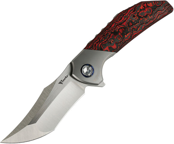 Reate Knives Tiger Linerlock Titanium & Lava Flow Carbon Fiber Folding M390 Knife 144
