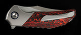 Reate Knives Tiger Linerlock Titanium & Lava Flow Carbon Fiber Folding M390 Knife 144