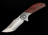 Reate Knives Tiger Linerlock Titanium & Lava Flow Carbon Fiber Folding M390 Knife 144