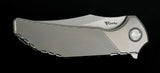 Reate Knives Tiger Linerlock Gray Striped Titanium Folding M390 Pocket Knife 145