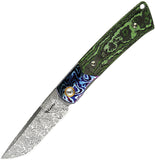 Reate Knives Tribute Linerlock Mokuti & Jungle Wear Carbon Fiber Folding Damasteel Knife 154