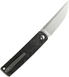 Reate Knives Bushido Linerlock Dark Matter Purple Carbon Fiber Folding Bohler M390 Knife 156