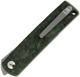 Reate Knives Bushido Linerlock Dark Matter Green Carbon Fiber Folding Bohler M390 Knife 157