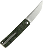 Reate Knives Bushido Linerlock Dark Matter Green Carbon Fiber Folding Bohler M390 Knife 157