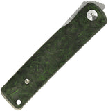 Reate Knives Bushido Linerlock Dark Matter Green Carbon Fiber Folding Bohler M390 Knife 157