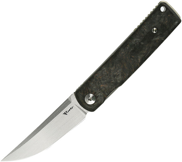 Reate Knives Bushido Linerlock Dark Matter Copper Carbon Fiber Folding Bohler M390 Knife 158