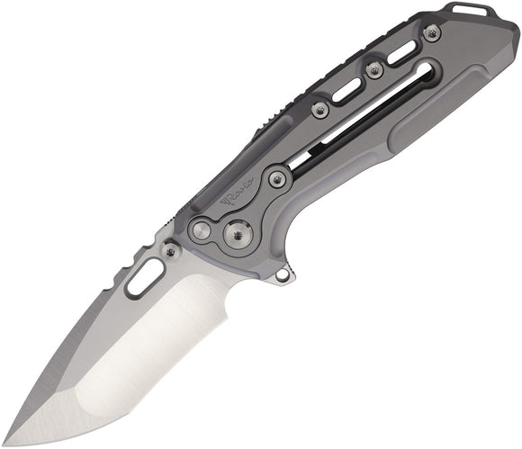 Reate Knives T1000-V2 Button Framelock Gray Titanium Folding M390 Pocket Knife 161