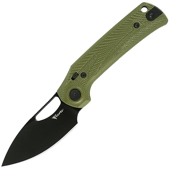 Reate Knives PL-XE Pivot Lock Green Micarta Folding Black PVD Nitro-V Pocket Knife 170