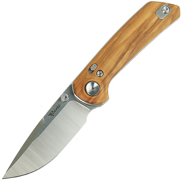 Reate Knives PL-XT Pivot Lock Olive Wood Folding Stonewash Nitro-V Pocket Knife 179