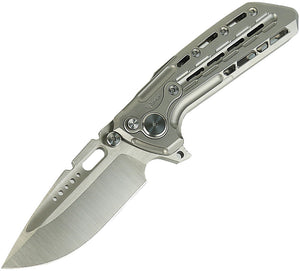 Reate Knives Terminator-TX228 Button Framelock Bead Blasted Titanium Folding M390 Knife 181