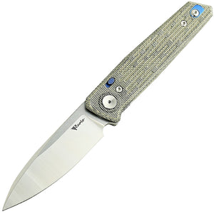 Reate Knives PL-6 Pivot Lock Green & Black Micarta Folding Satin Nitro-V Pocket Knife 184