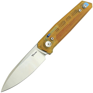 Reate Knives PL-6 Pivot Lock Yellow Ultem Folding Satin Nitro-V Pocket Knife 186